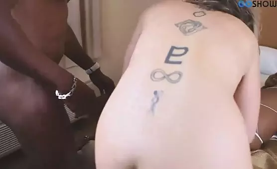 Two horny milfs indulge in BBC interracial threesome